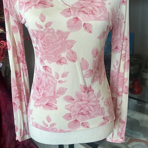 Banana Republic Pink Rose Blouse with front Tie - Picture 6 of 14